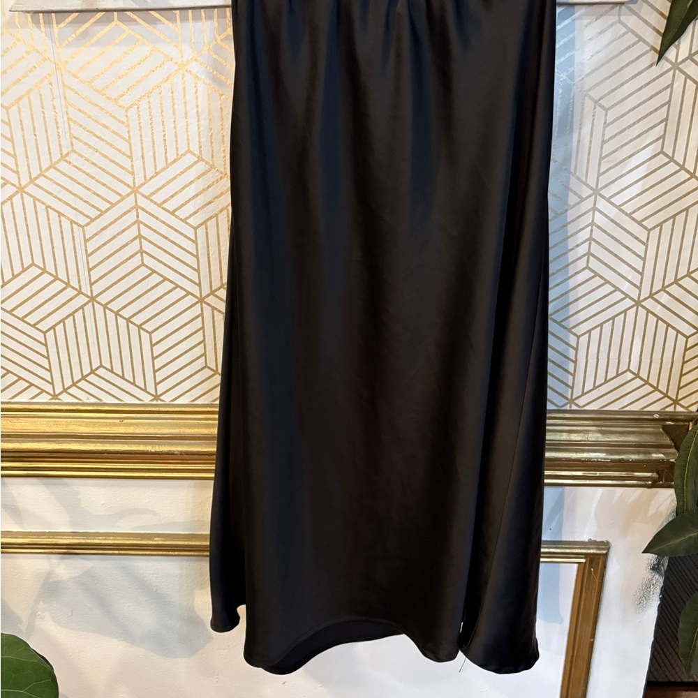Elegant Black silk Midi Skirt for Women